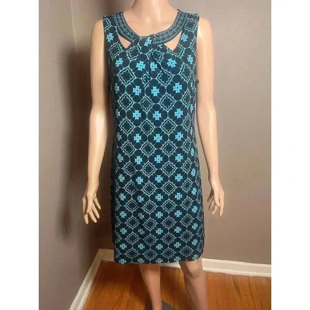 Magnolia Grace Sleeveless Black and Teal Dress Size Large